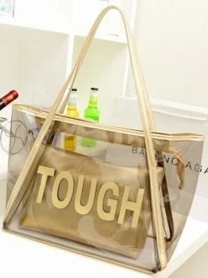 Бесплатная доставка большие пляжные сумки женские прозрачные летние на плечо