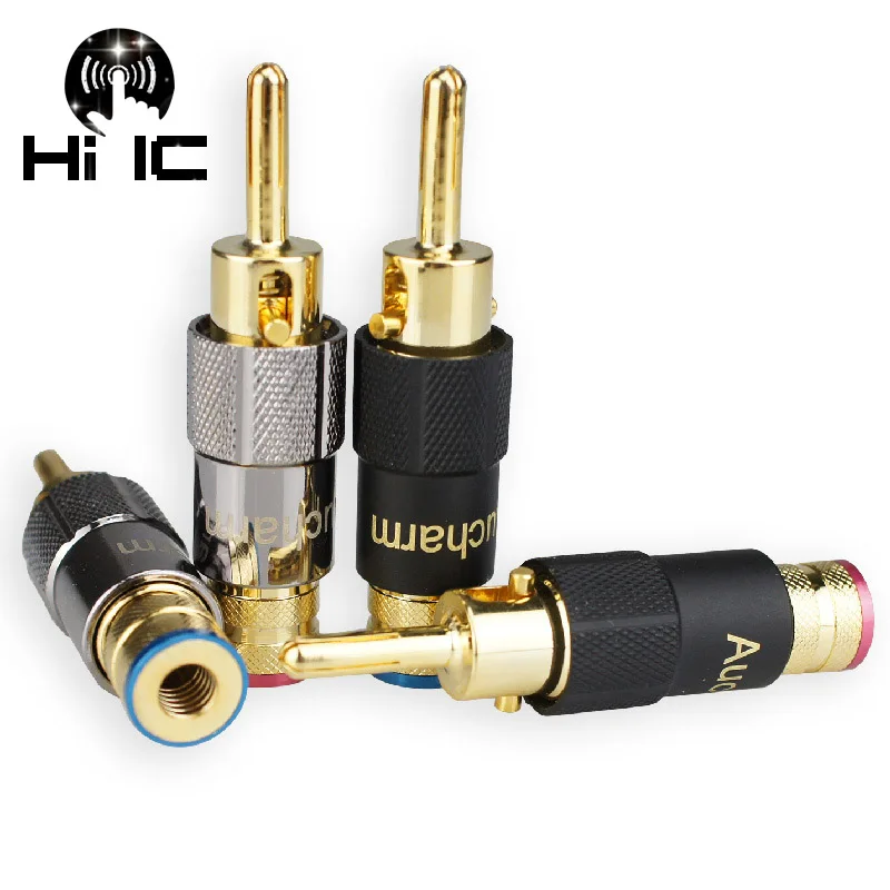 1 пара высококачественный HiFi аудио латунный золотой динамик с покрытием кабель игольчатая Головка Штекер банана с громкоговоритель разъем усилителя
