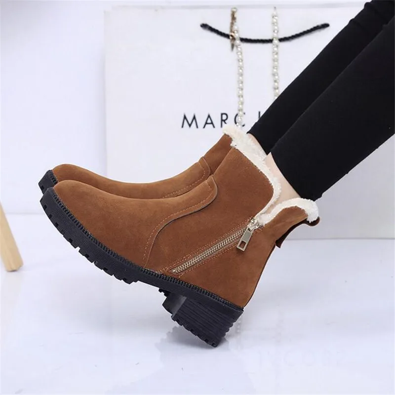 Модные теплые зимние ботинки для женщин и детей 2017 Ботинки на каблуке Новое