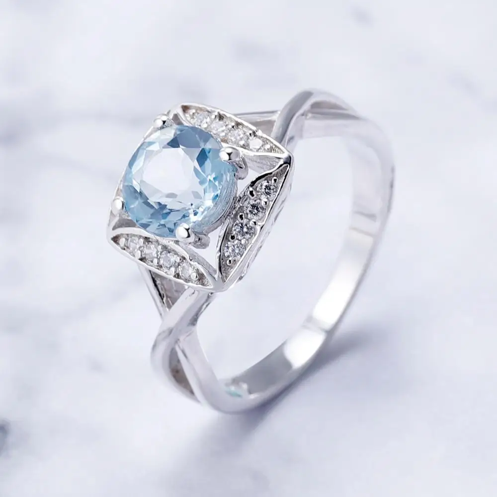 Gem's Ballet 1.66Ct Natural Sky Blue Topaz Gemstone Rings Women's 925 Sterling Silver Ring Brand Wedding Fine Jewelry | Украшения и