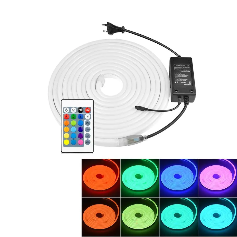 1 м-10 м неоновый светодиодный светильник s лента RGB полоса с европейской вилкой 220 В светильник Rainbow Billboard Настенный декор светодиодный светильник трубка веревка Неоновая фея светильник s