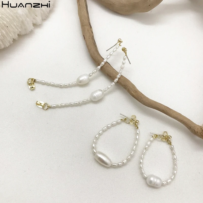 HUANZHI новинка 2019 корейский S925 Серебряная игла натуральный пресноводный маленький