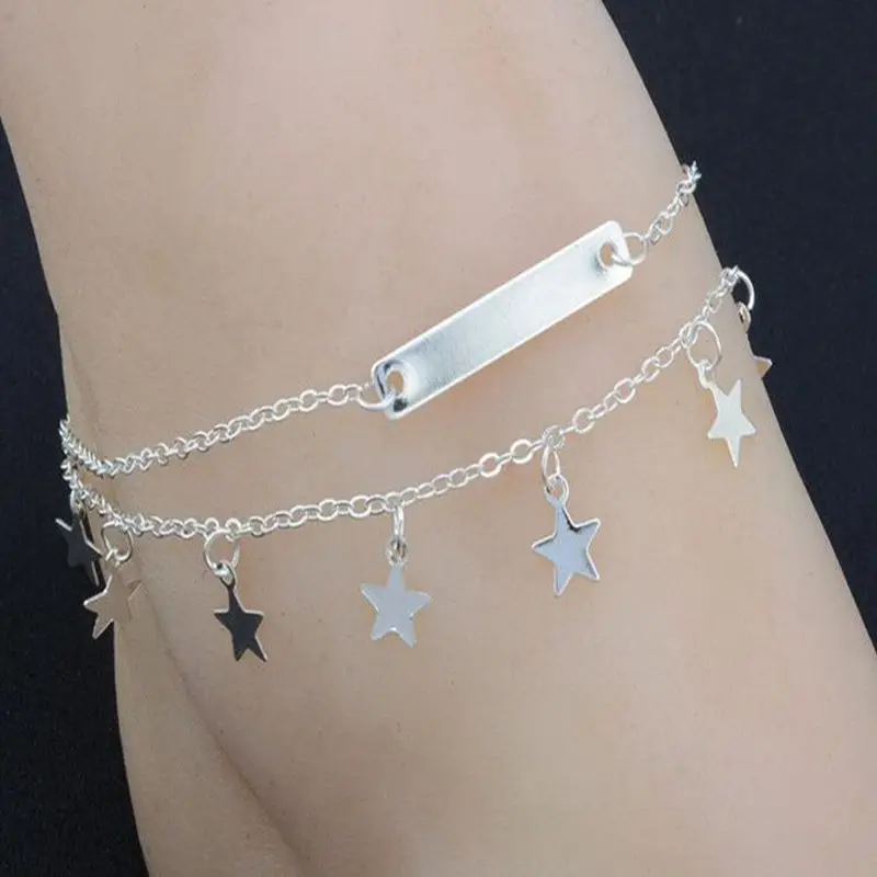 Многослойный летний браслет с подвеской в виде звезды цепочка для ног йоги