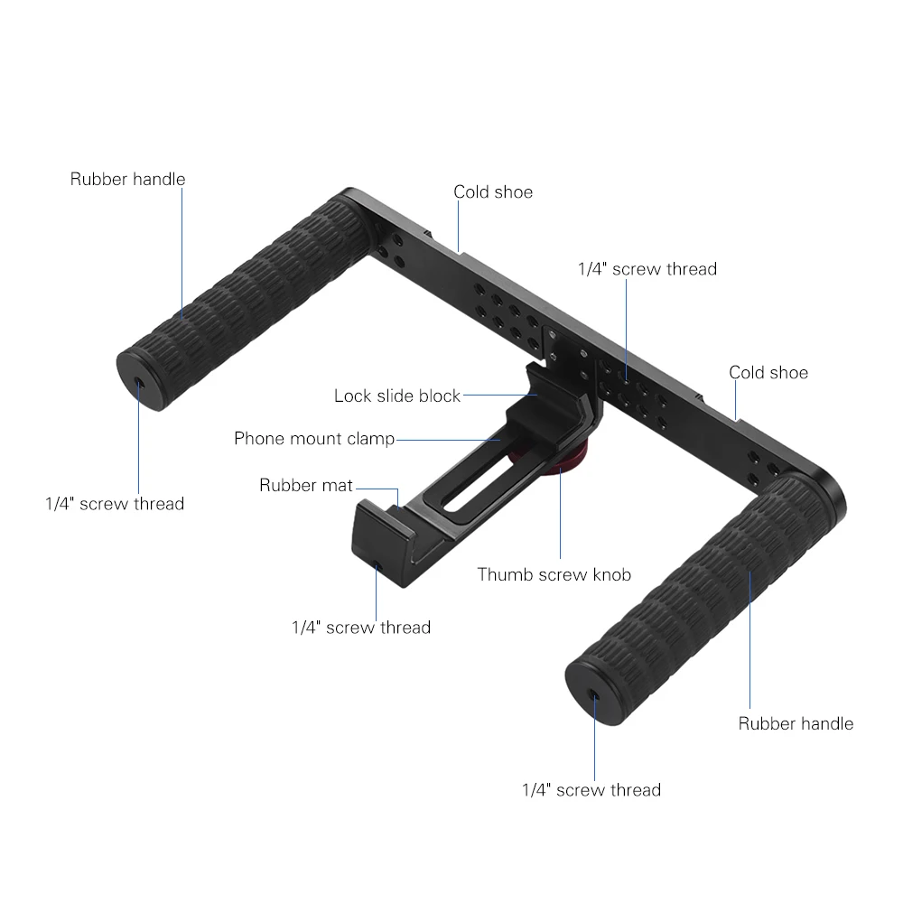 Andoer TE-218 Smartphone Photography Video Rig 1/4&quot Screw Mounts with 2pcs Shoe Phone Stabilizer Dual Handheld Grip | Электроника