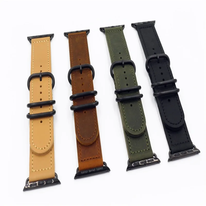 Кожаный ремешок в стиле ретро для apple watch 44 мм и браслет 40 спортивный iwatch band 42 серия