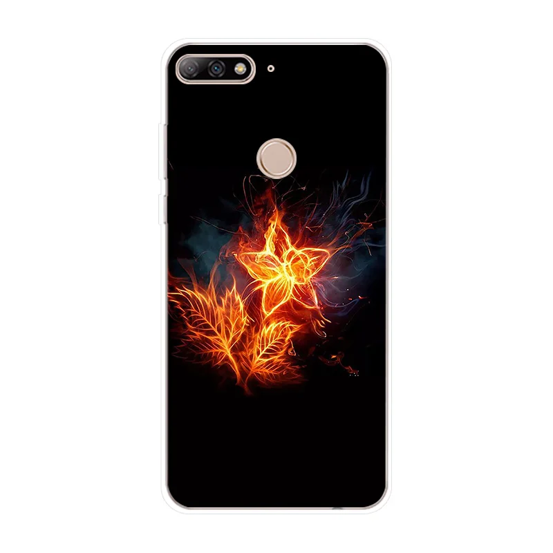 Чехол для телефона Huawei Y3 Y5 Y6 2017 Y7 Prime Y9 2018 2019 силиконовый чехол с рисунком пламени II