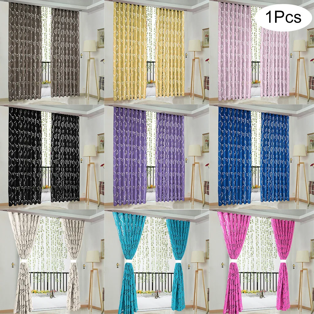 

New 1 Pcs Vines Leaves Tulle Door Window Curtain Drape Panel Sheer Scarf Valances Curtains For The Living Room Kitchen Bedroom