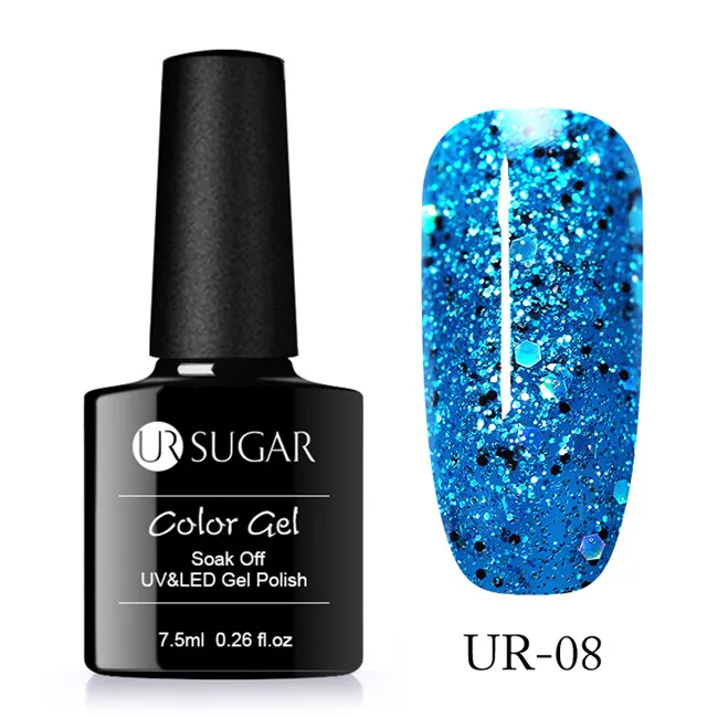 Ur Sugar 7,5 мл голографический Блестящий Гель-лак для ногтей Блестящий УФ-гель лак Радужный лазер отмачиваемый УФ гель для ногтей - Цвет: UR-08
