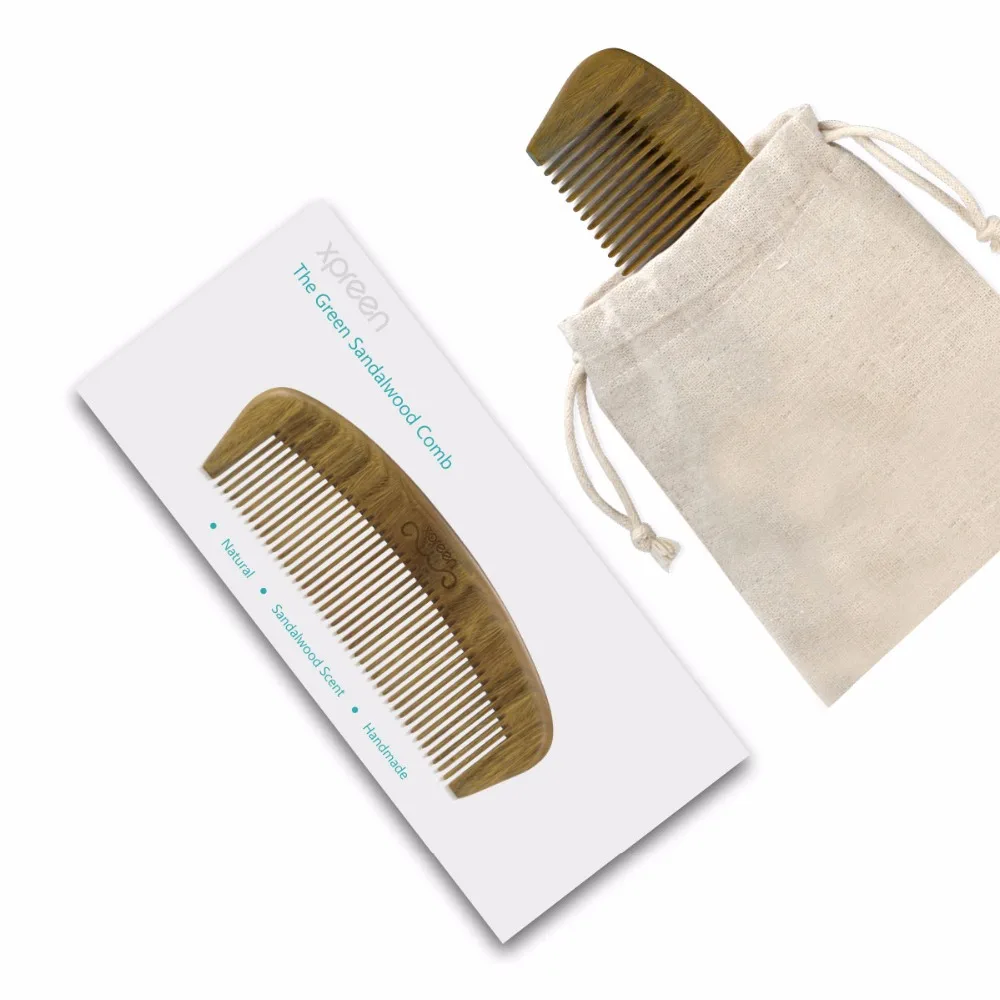 XPREEN Hair Comb Fashion Halfmoon Handmade Green Sandal Wood Brush Set Hairbrush Scent for Beard &amp Mustache | Уход за волосами и