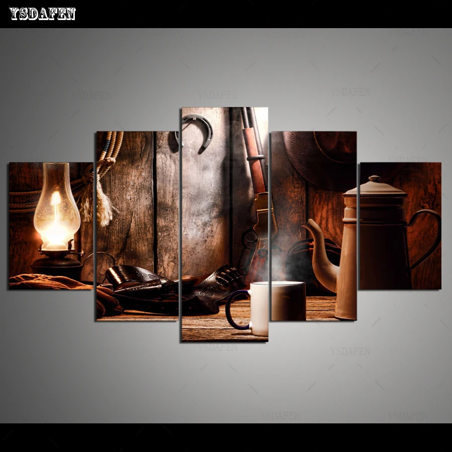 Op de muur HD print olieverf SMD foto Wine постер для стекла вид помещения Декор 5 штук Холст