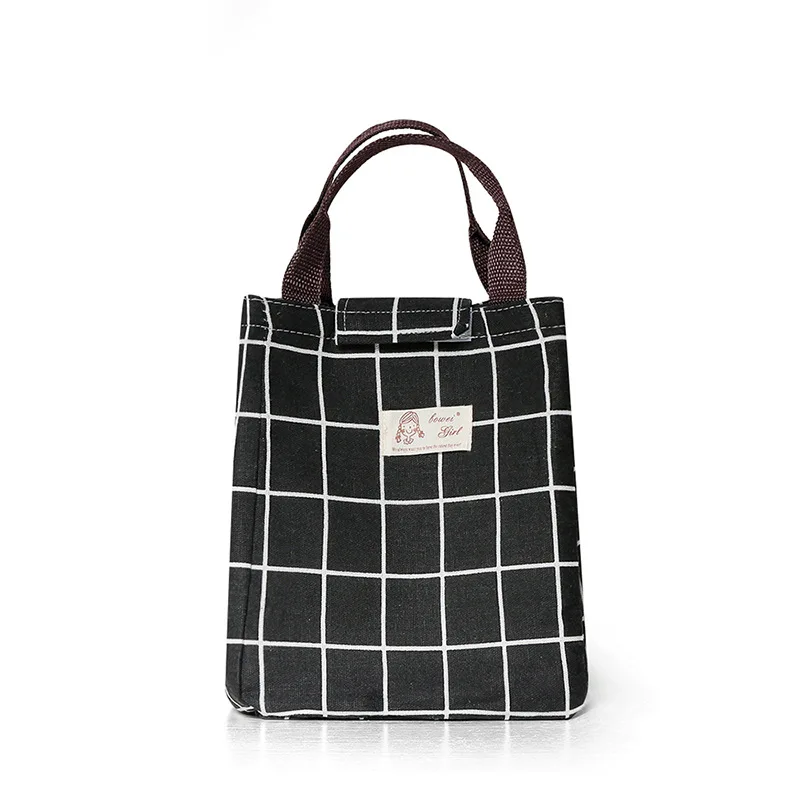 Black lattice Термосумка для обедов, переносная изолирующая посылка, водонепроницаемая, ткань Оксфорд, сумка для обедов для женщин, детей, мужчин, сумка-холодильник - Цвет: Black lattice