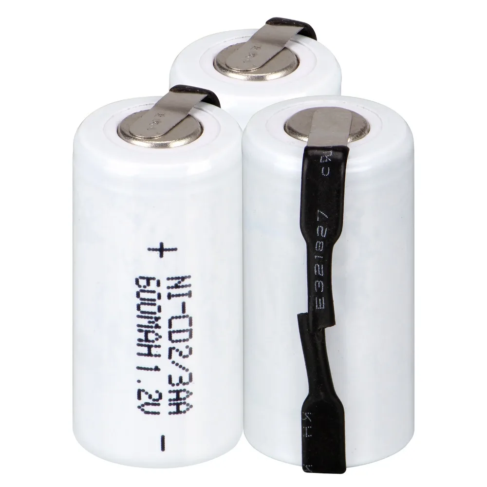 3 шт. 2/3AA перезаряжаемые батареи 600 мАч Ni Cd 1 2 В 8*1 4 см белый цвет|battery mah|600 mah600 mah battery |