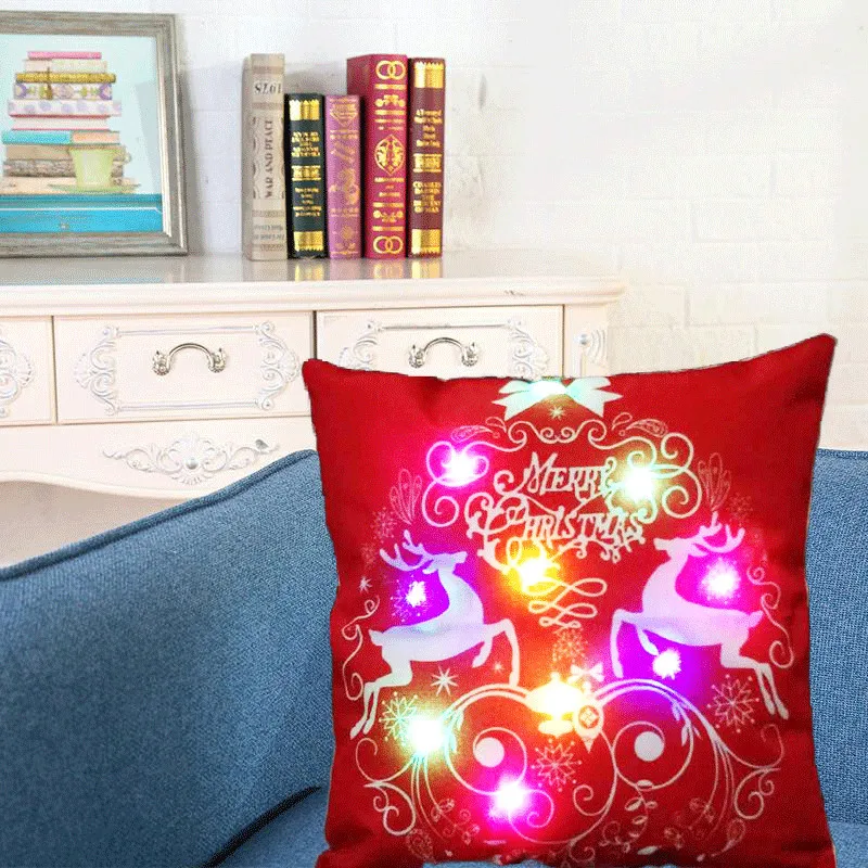 45*45cm Creative Lights Led Pillowcase Christmas Style Printed Cushion Cover Sofa Living Room Seat Throw Pillow Covers | Дом и сад