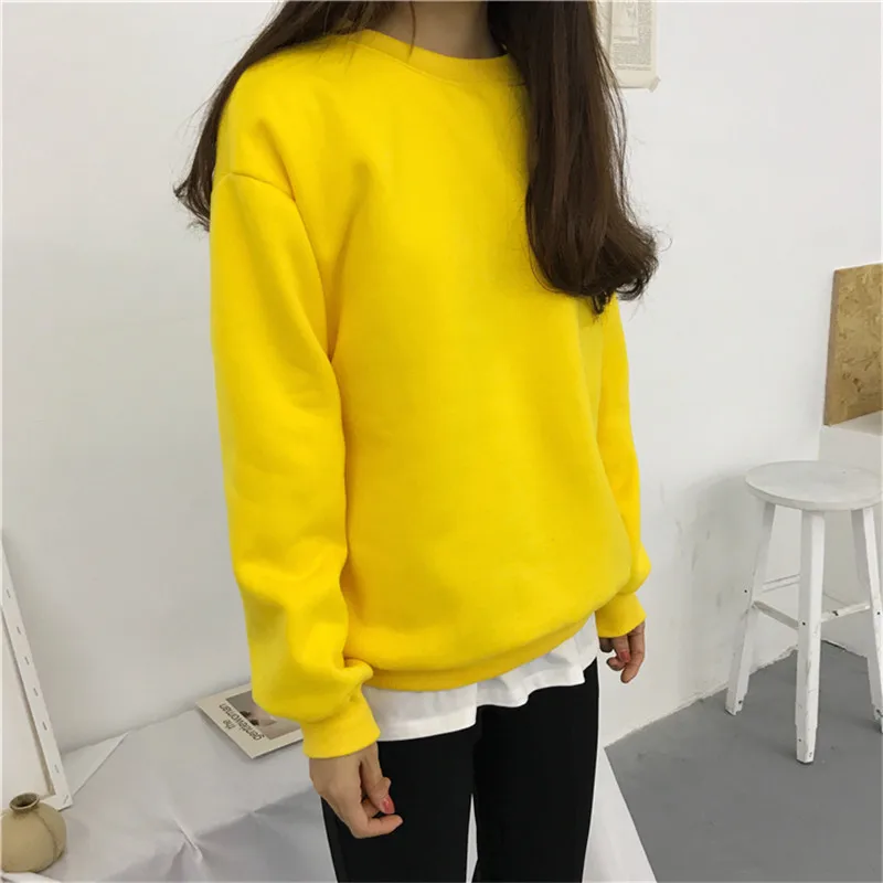Sudaderas mujer Харадзюку однотонный Свитшот женский длинный рукав толстовка Свободный Женский повседневные худи и свитшоты спортивный костюм