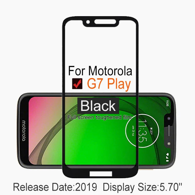Moto G7 PLAY Black 2 шт Полное покрытие экрана протектор Закаленное стекло для Motorola Moto G7 PLAY 5,7" Защитное стекло для g7 G7 PLAY XT1952 пленочный чехол - Цвет: Moto G7 PLAY Black
