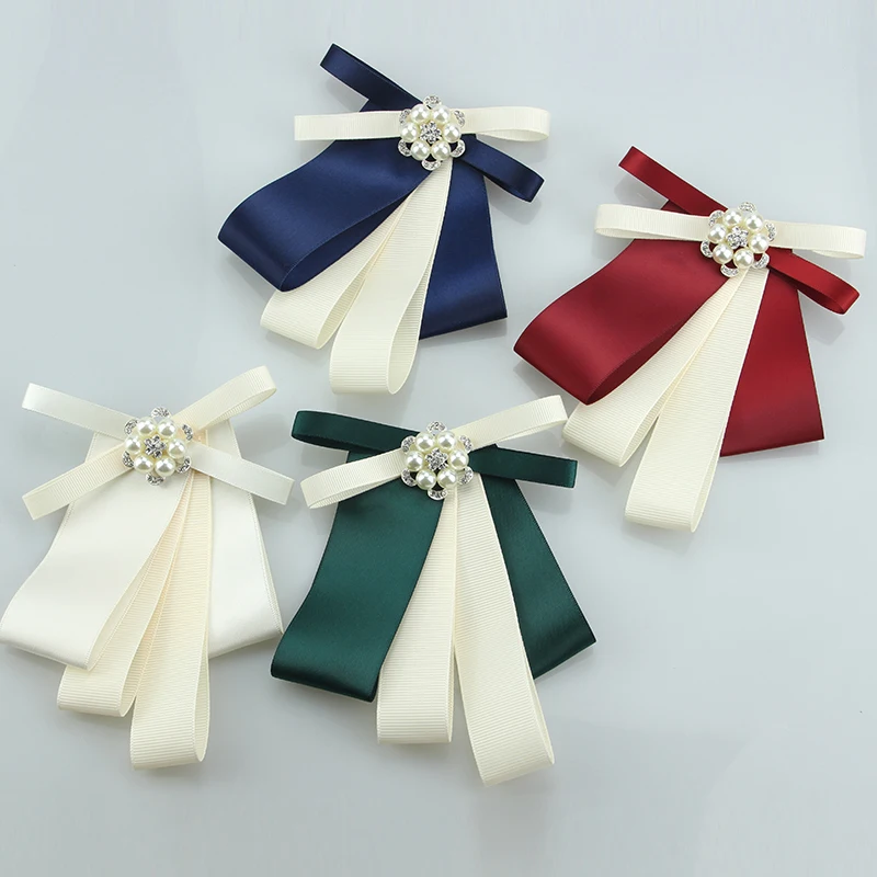 Ribbon brooch pearl rhinestone inlaid fashion bow new design party wedding accessories romantic jewelry for women | Украшения и