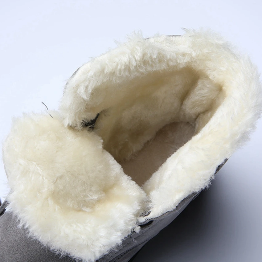 Для женщин Мода Меховые сапожки средней высоты на шнуровке Большие размеры без