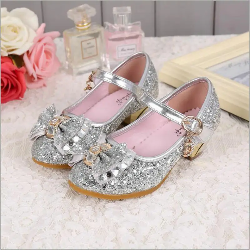 Сандалии для девочек кожаные сандалии на высоком каблуке с пряжкой ремешке