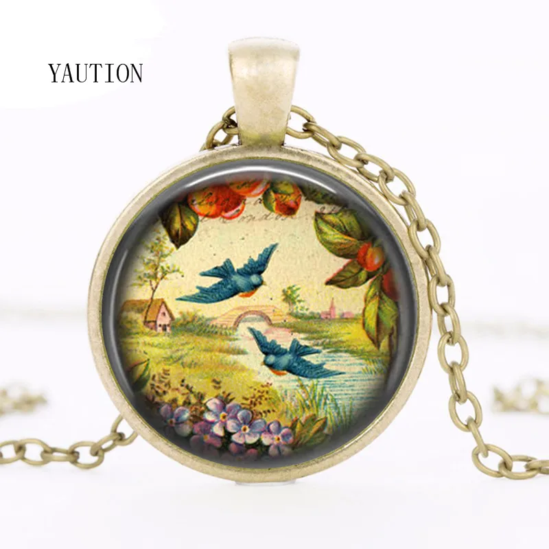 YAUTION новое популярное ожерелье Я люблю птиц с двумя летающими птицами винтажное