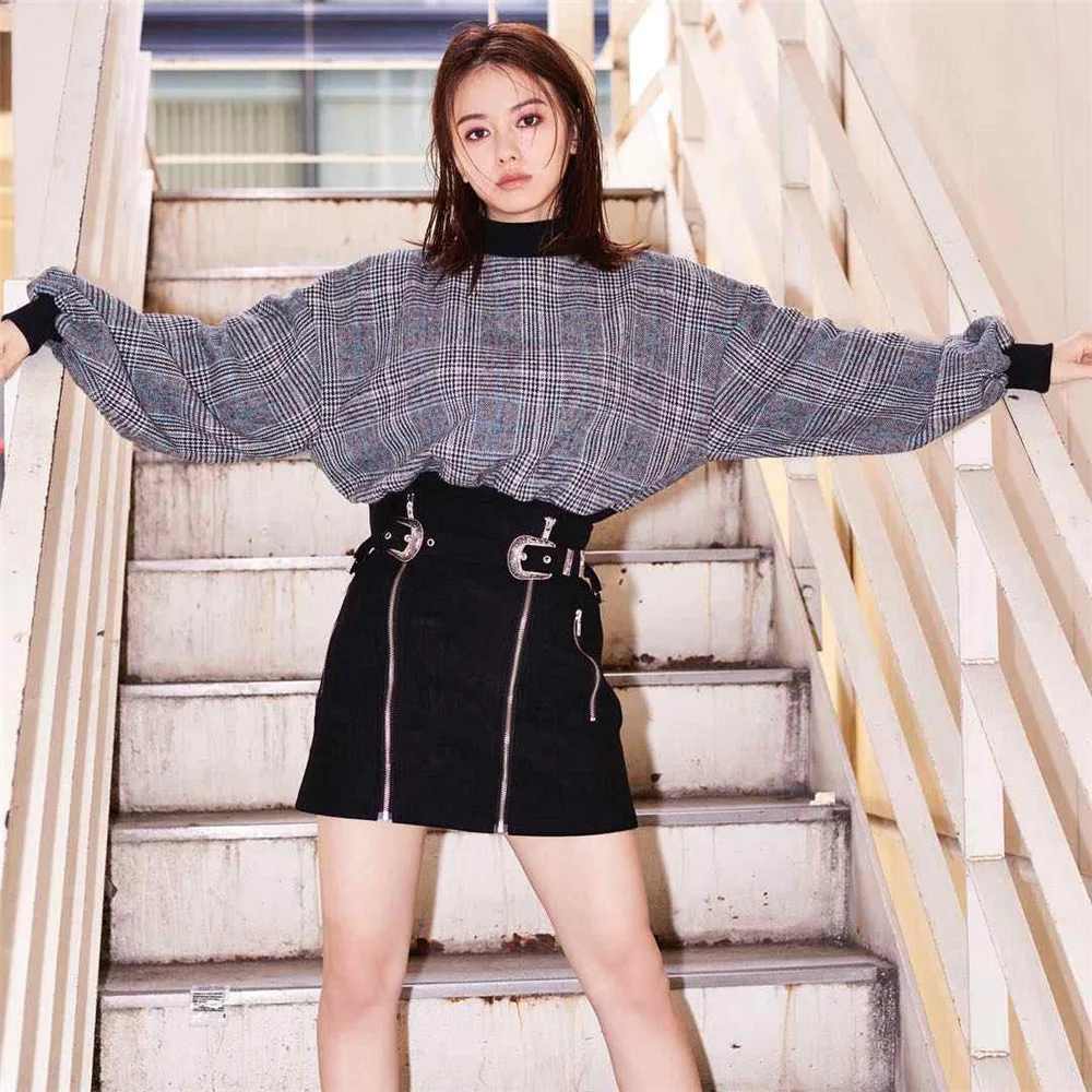 Модные клетчатые Свободные повседневные флисовые Топы контрастного цвета для