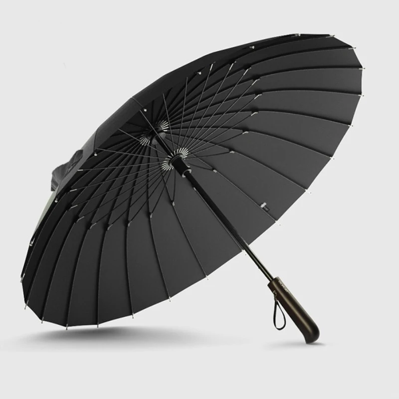 Hot Sale Rain Umbrella Men Good-Quality 24K Strong Windproof Glassfiber Frame Wooden Long Handle Women's Parapluie | Дом и сад