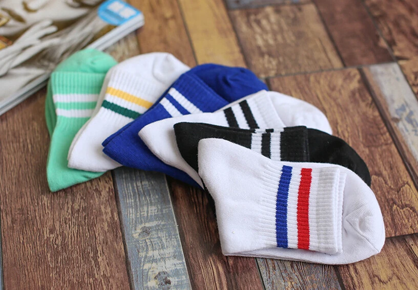 Лидер продаж белые носки в полоску из Хлопка Пар счастливые стиле Харадзюку
