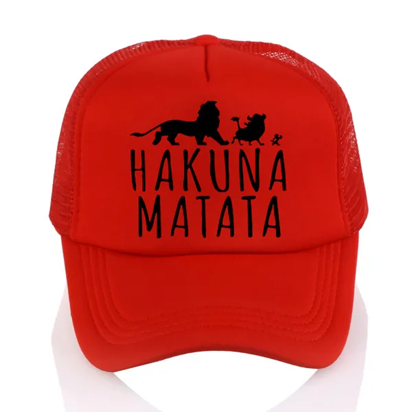 Новые Бейсболки Hakuna Matata с буквенным принтом для мужчин и женщин, летняя сетчатая Кепка, модная уличная солнцезащитная Кепка для мужчин, Кепка для водителя грузовика - Цвет: Красный