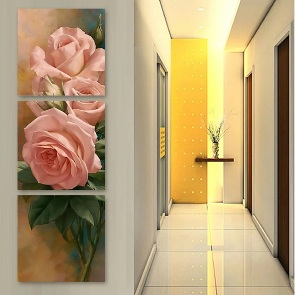 Триптих вертикальная, алмазная картина алмазная вышивка "роза/цветок" DIY алмазная живопись полная квадратная круглая алмазная мозаика 5d декор