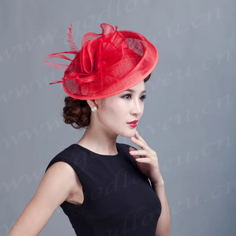 2015 новая женская шляпа sinamay ручной работы с перьями и цветами большие цветочные