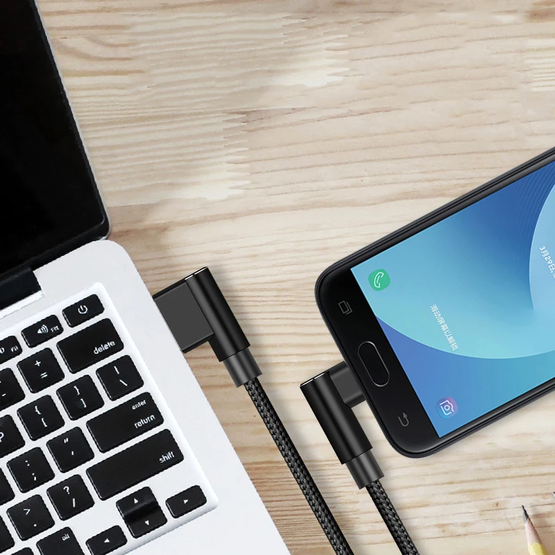 Кабель USB типа C Suntaiho 90 градусов для Samsung Galaxy S9 S8 Plus Note 8 зарядное устройство кабель