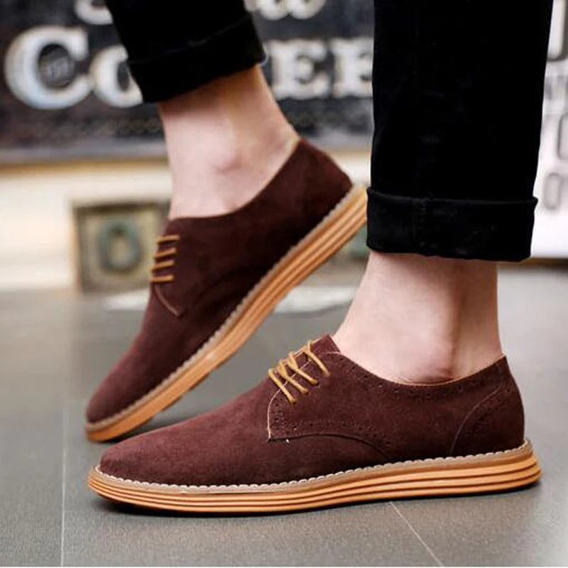 Men Brogue Shoes Plus Size 47 45 Men's Breathable Casual Man Leather Flats Fashion Board | Обувь