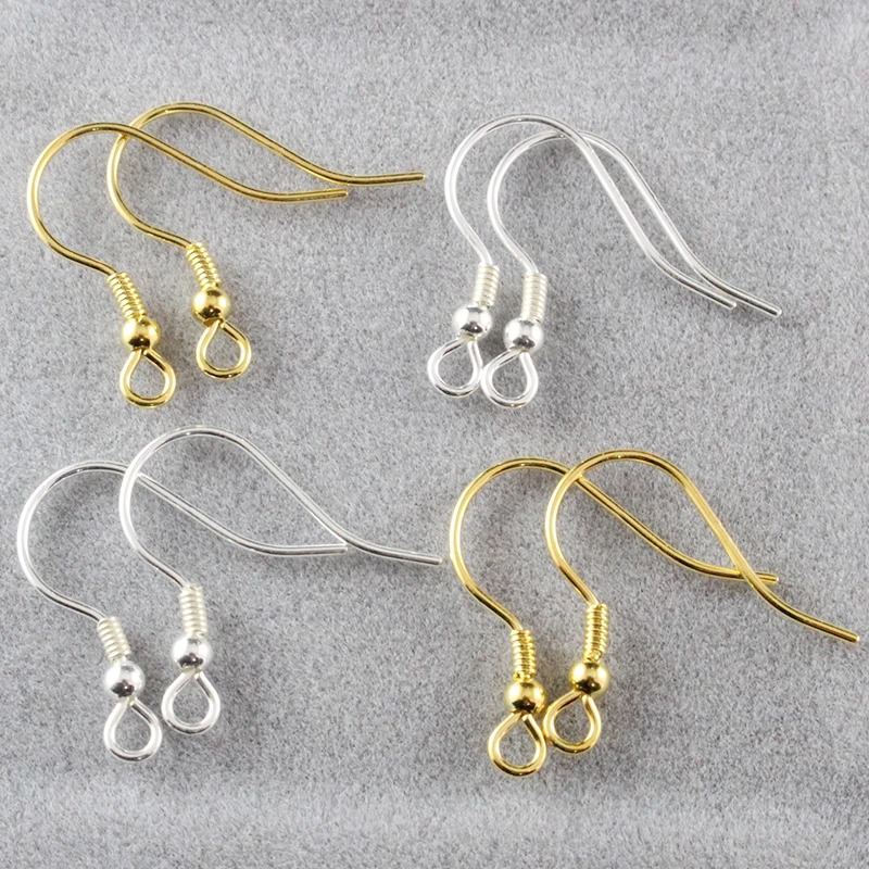 

3Pairs 18MM 925 Sterling Silver Ear Hooks Earwire with Ball and Coil Earring Gold plated earring hook Diy Earring findings
