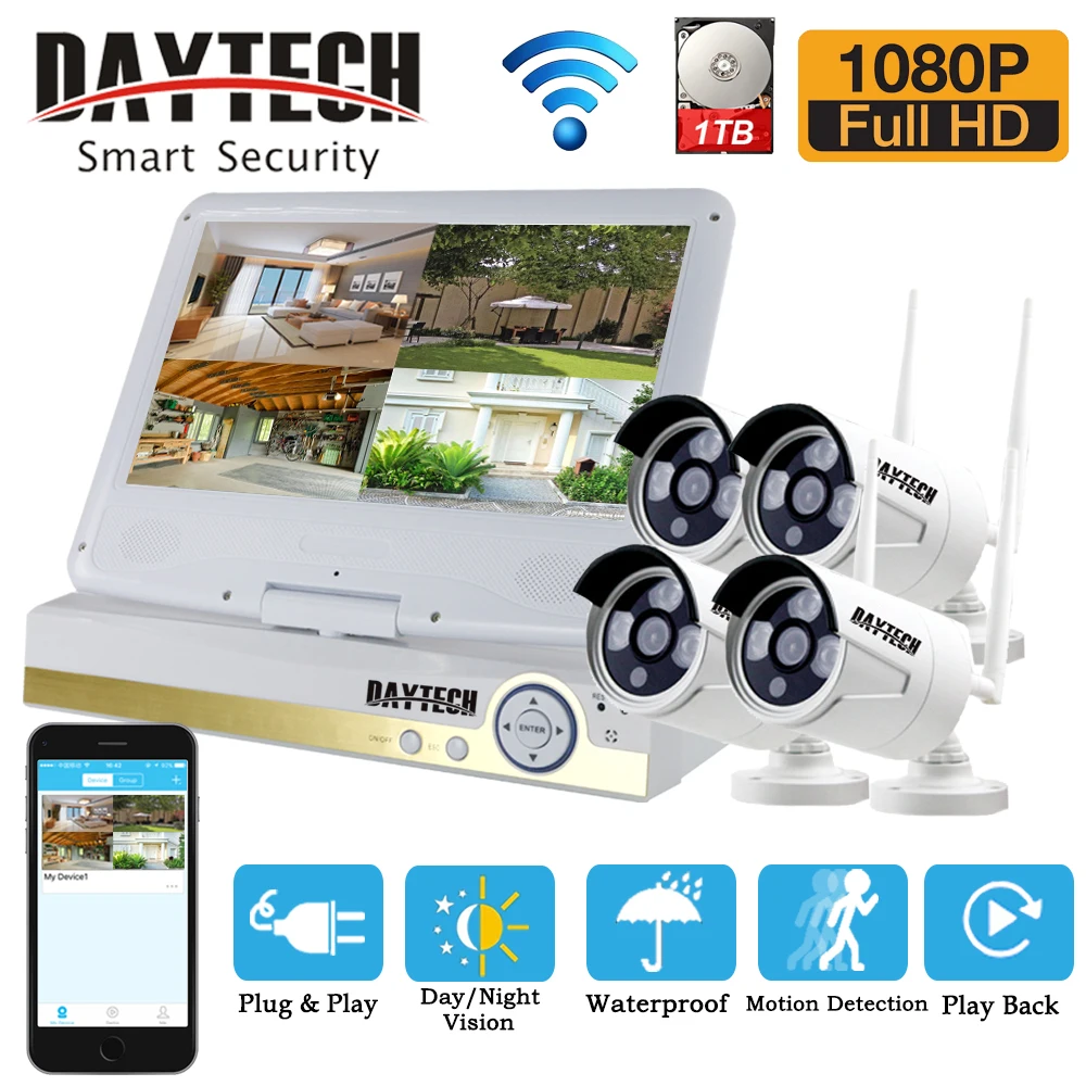 DAYTECH безопасности Камера Системы Беспроводной IP Wi Fi NVR комплект видеонаблюдения