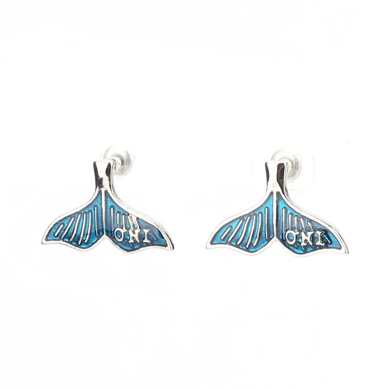 Все новый дизайн капельного масла хвост русалки цветок серьги для женщин