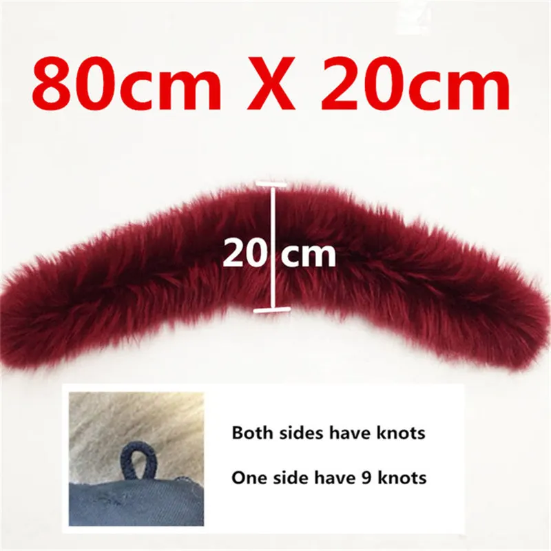 Curve 8020 Wine Red Натуральный меховой воротник большой меховой шарф натуральный мех енота для парка куртка пальто мужской шарф мужские шарфы 60 см 65 см 70 см 80 см#23 - Цвет: Curve 8020 Wine Red