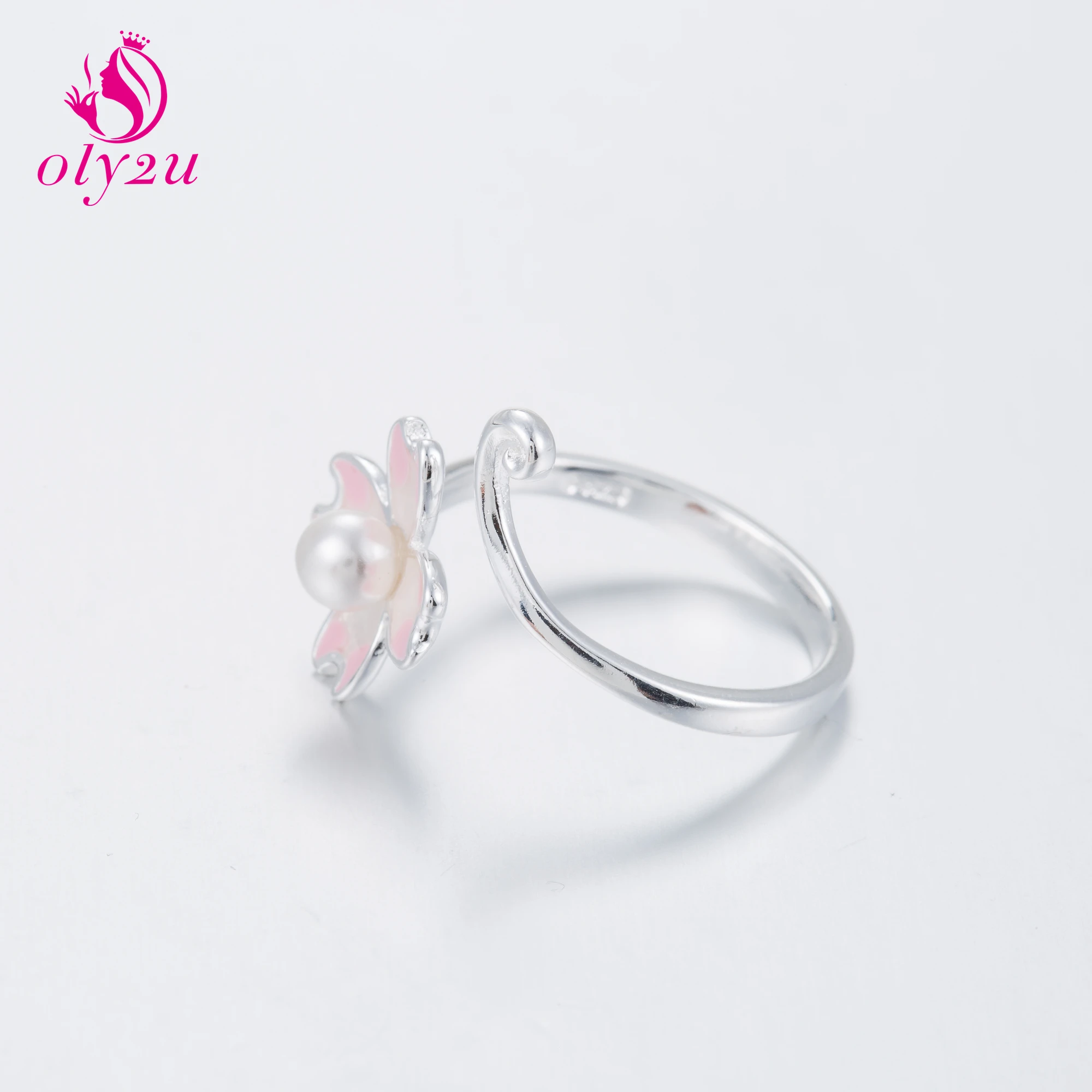 Oly2u очаровательное регулируемое кольцо с искусственным жемчугом и цветком