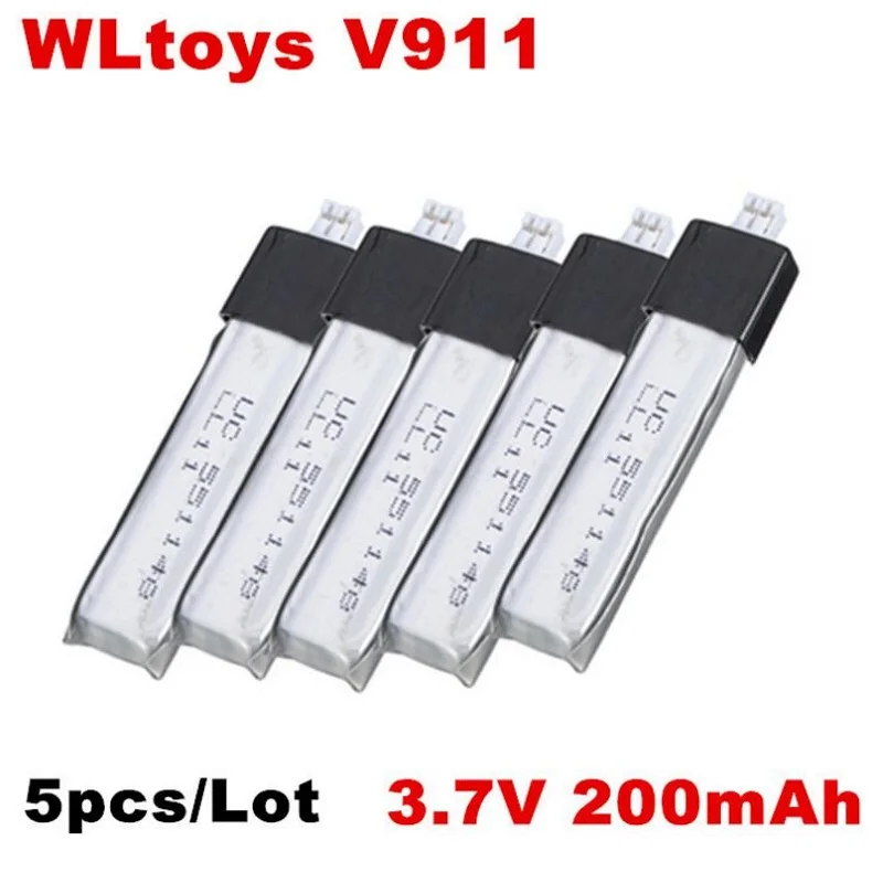 5 шт./лот 3 7 в 200 мАч литий полимерная батарея для WLtoys V911 1 2 вертолет запасные части|5