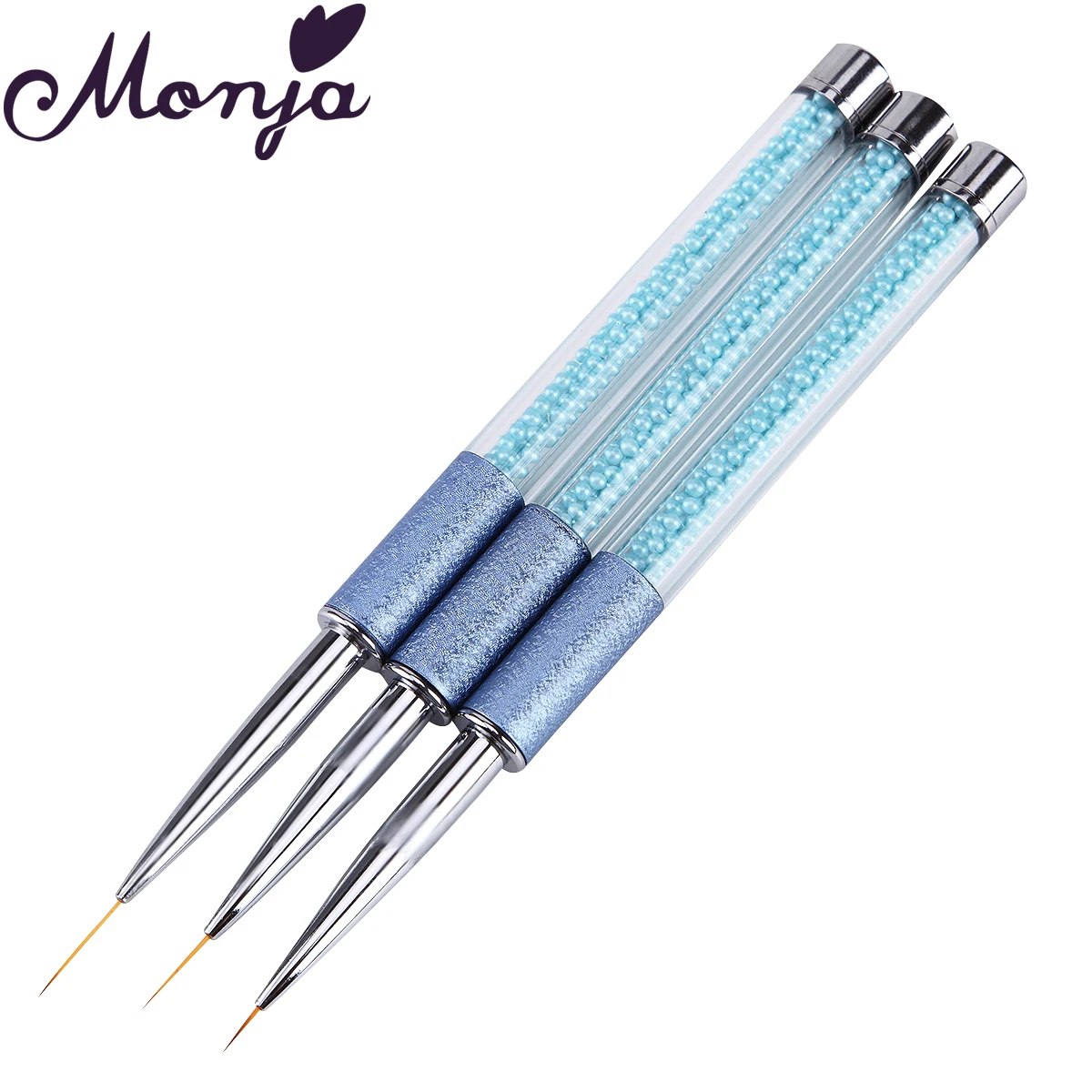 Monja 5/7/9/12/15 мм Nail Art французский полоски линии цветочный дизайн рисования Лайнер Кисть с ручкой для маникюра инструмент