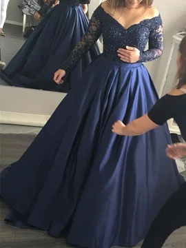 

Appliques Beading Off-the-Shoulder Evening Dress