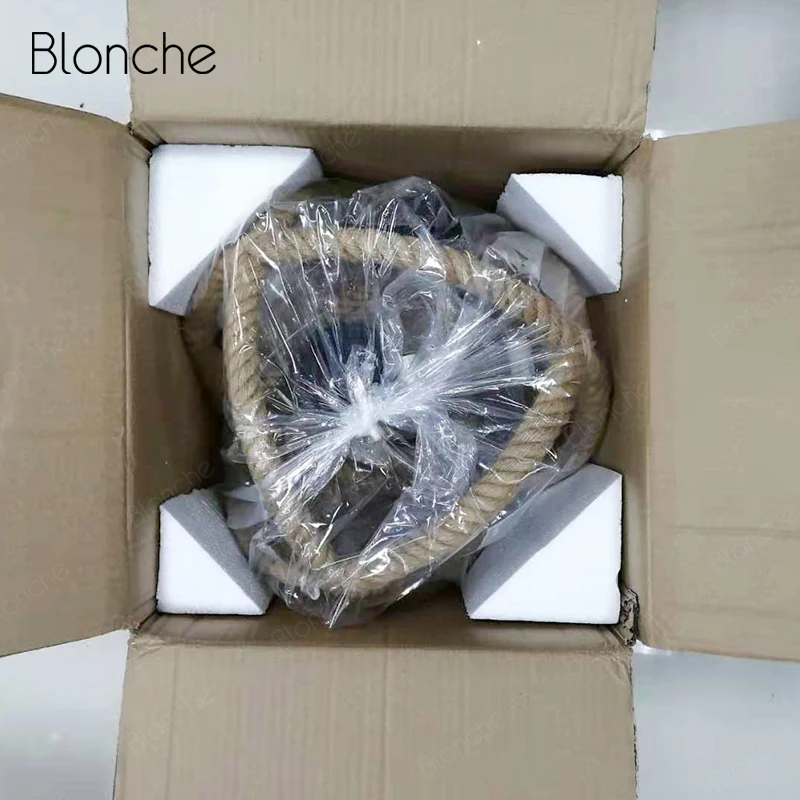 Скандинавская Ретро Подвесная лампа светодиодные светильники из пеньковой