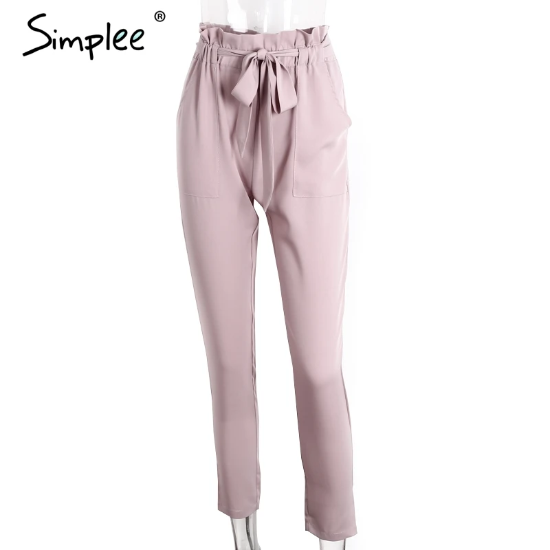 Simplee одежды OL шифон Высокая талия штаны-шаровары Для женщин stringyselvedge летний Стиль повседневные штаны женские новинка года черные брюки