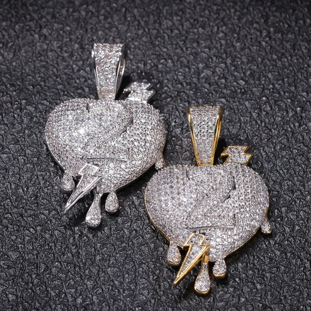 Микро камнями ААА кубического циркония Номер 2 молния Сердце ожерелья с