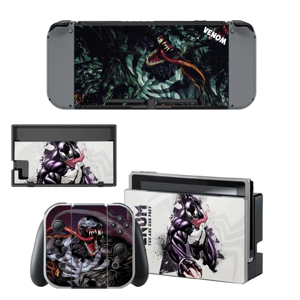 Виниловая наклейка на кожу Человека паука Venom для Nintendo Switch NS консоль + контроллер