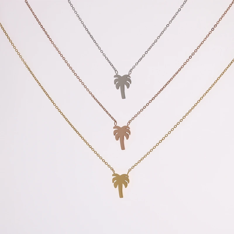 Ожерелье из нержавеющей стали летний аксессуар ожерелье пальмы кулон для женщин