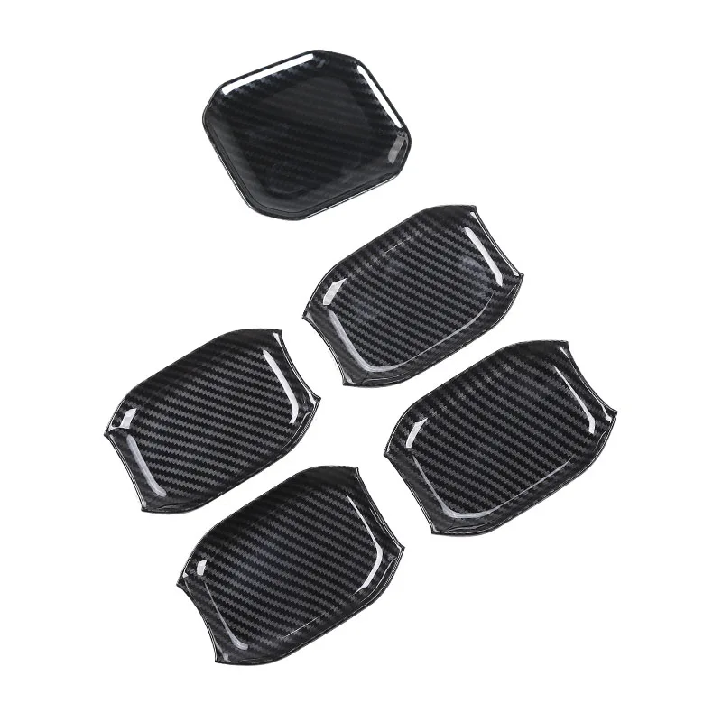 carbon fiber 4 door Автомобильные наклейки MOPAI для Jeep Wrangler JL+ Автомобильная Передняя Задняя дверная ручка, декоративная крышка для Jeep JL Wrangler, аксессуары - Название цвета: carbon fiber 4 door