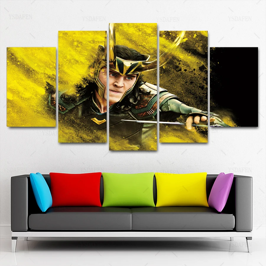Прямая поставка HD 5 панелей холст искусство MV Thor Ragnarok Супергерой воин пантера