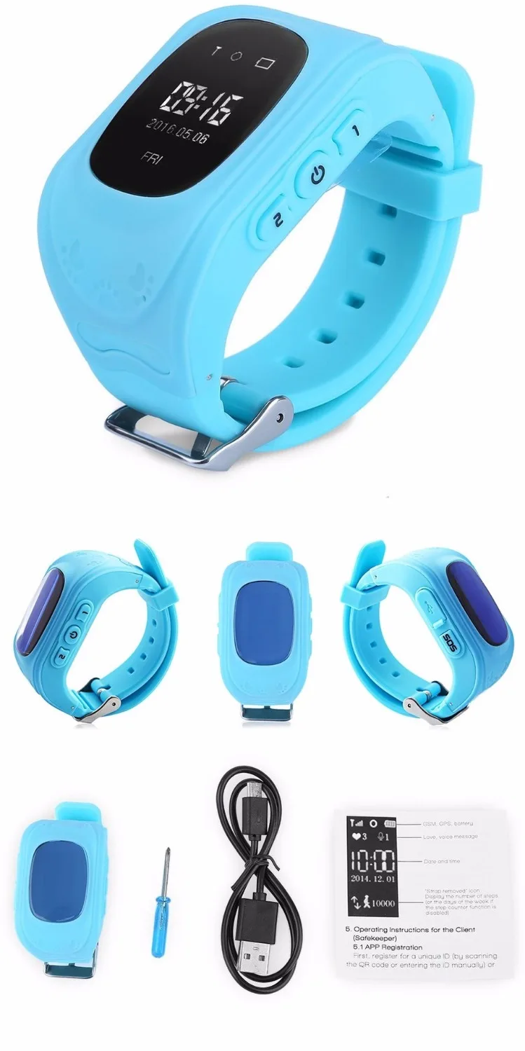 Smartch Q50 Kids Smart watch with Built-in Microphone GPS LBS SOS Call Reminder Micro SIM Card Adjustable Wristband For | Электроника