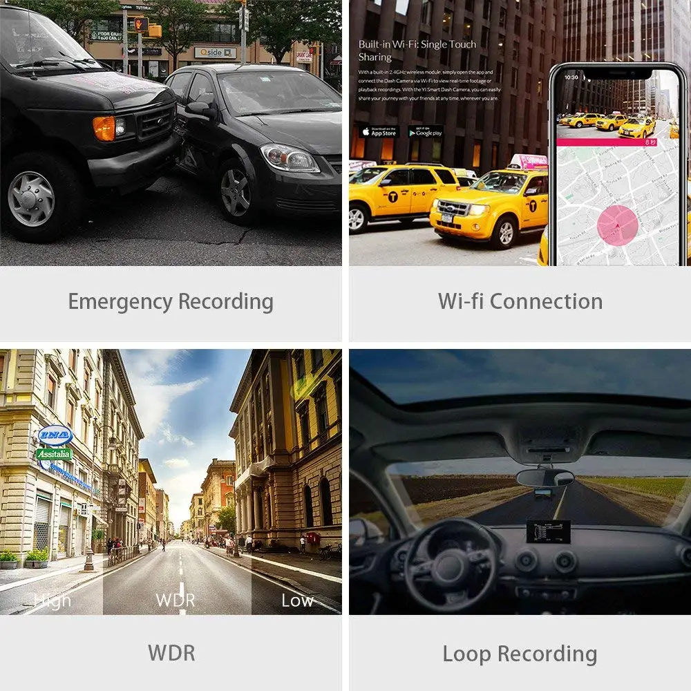 Автомобильный видеорегистратор YI Compact Dash Camera | Разрешение 2.7K Широкий угол обзора