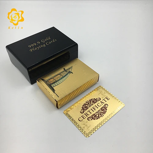 Dubai10-black-box Цветные игральные карты из фольги 24 k в Дубае 54 шт./компл. U.A.E. Покерная игровая площадка для коллекции с красной деревянной коробкой - Цвет: Dubai10-black-box