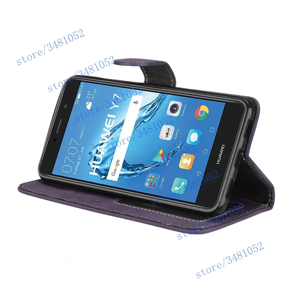 Роскошный чехол-книжка с подставкой для Huawei Y7 2017 TRT-LX1 TRT-LX2 телефон, покрытый матовой искусственной кожей, сумка Y 7 TRT LX1.